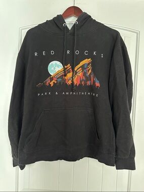 Black Red Rocks Graphic Pullover Hoodie